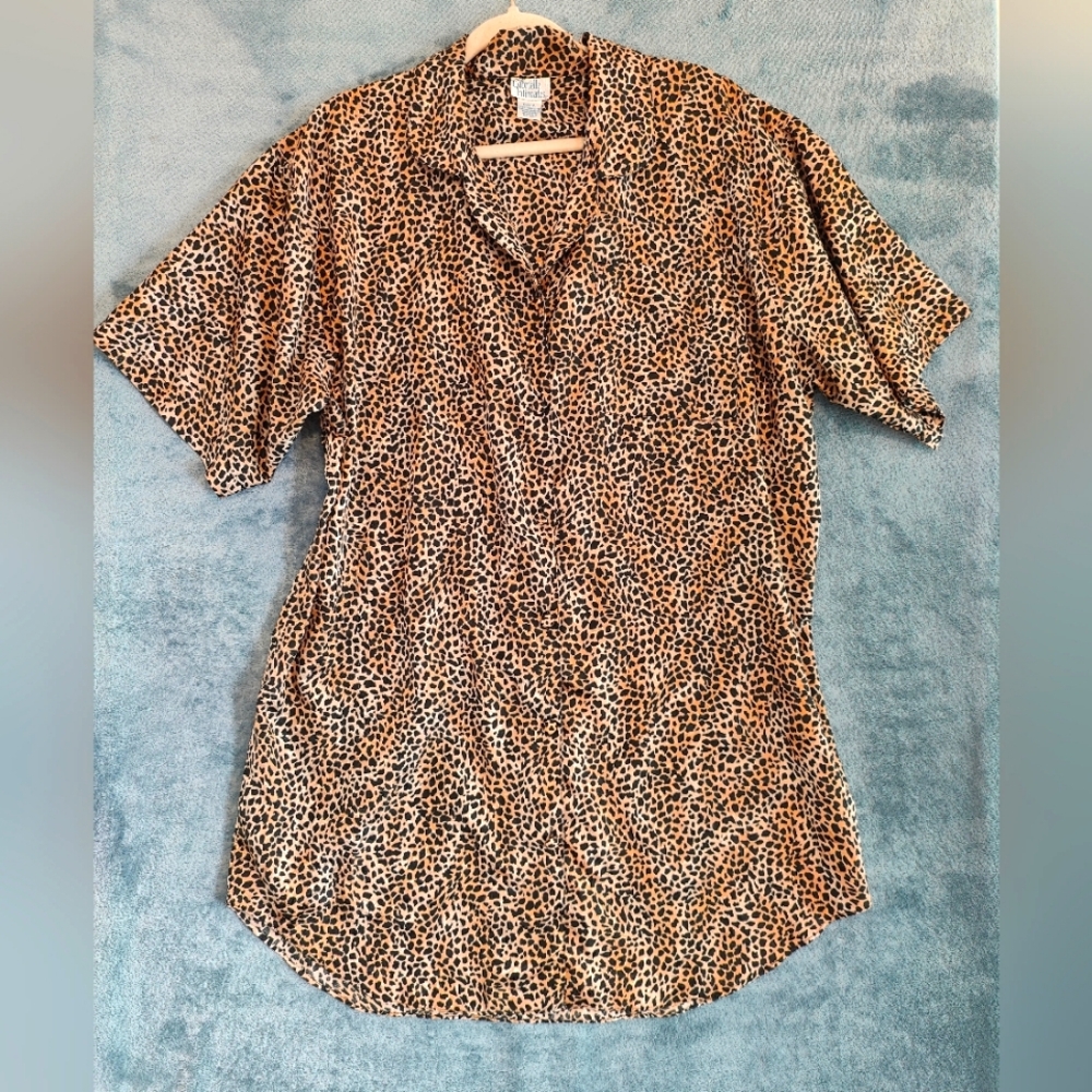 Vintage Leopard Nightie Shirt Dress - One Size Fits All